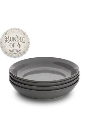 Crate&Barrel Hue Dark Grey Low Pasta Bowl by Aaron Probyn, Set of 4, SKU 673-082
